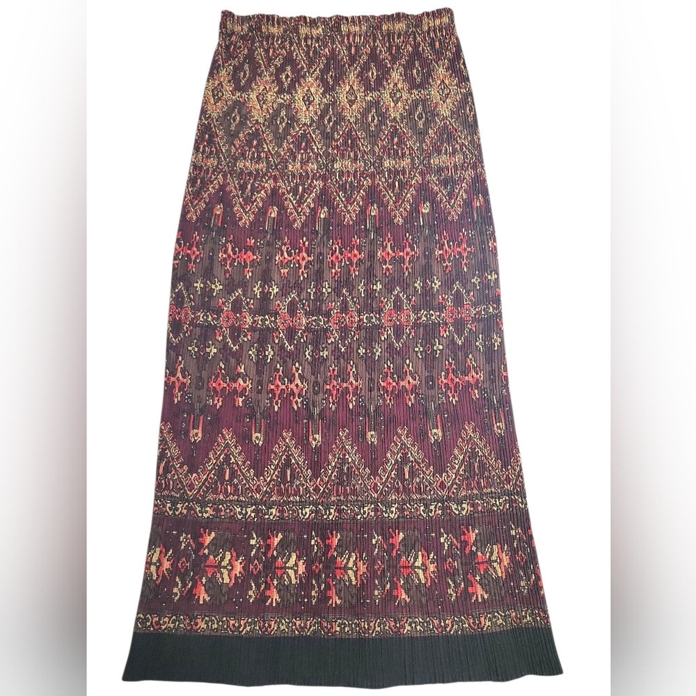 Norton McNaughton Vintage Accordion Ikat Style Pencil Midi Skirt Free Size - Picture 2 of 10